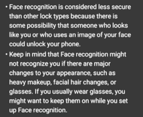 Samsung's Face Recognition description